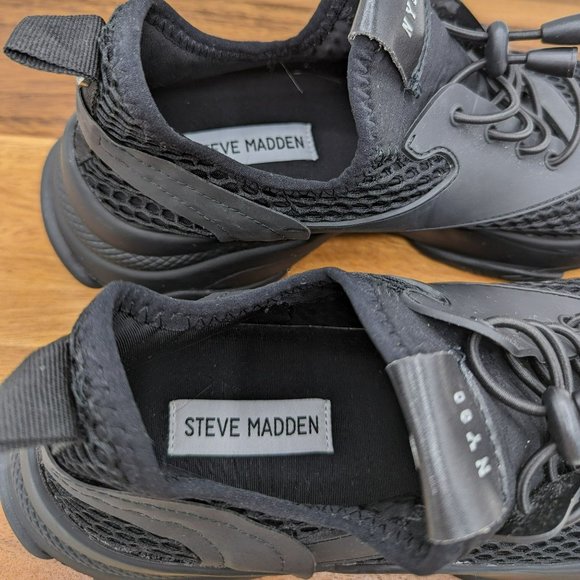 Steve Madden Milo Sneakers 10 M Black Athletic Shoe Running Performance Fashion - Picture 3 of 13